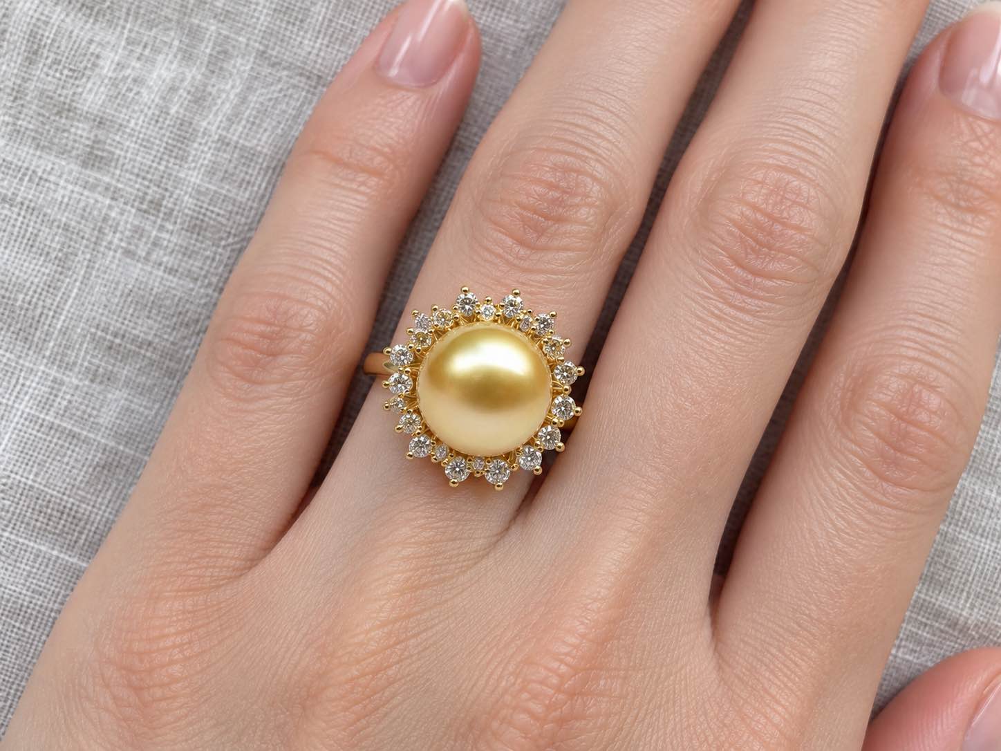 South Sea Pearl and Diamond Belinda Ring 18K Gold