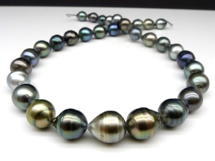 THE PEARL SOURCE 14K Gold 9-11mm Round Genuine Multicolor Tahitian