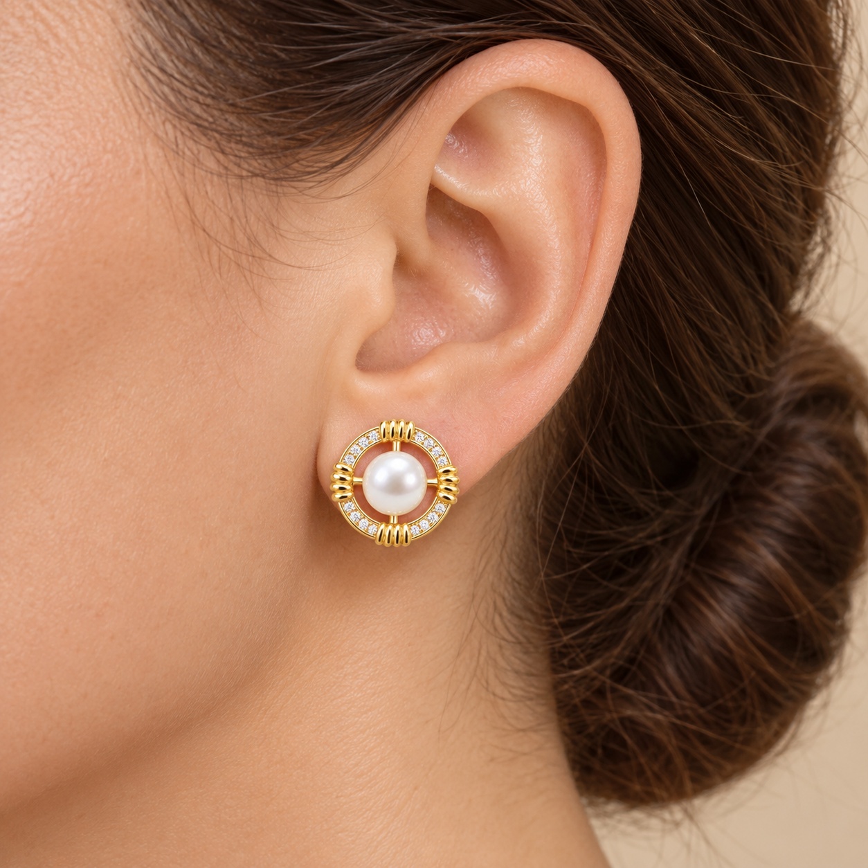White Freshwater Pearl & Cubic Zirconia Earrings