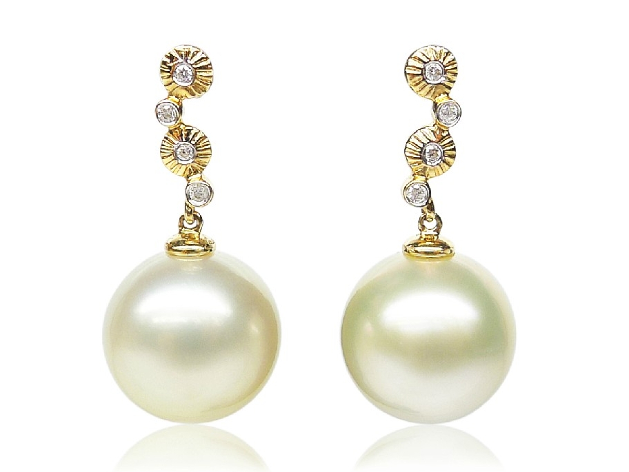 10-11 mm White South Sea Pearl Stud Earrings AAA 10-11 mm White South ...