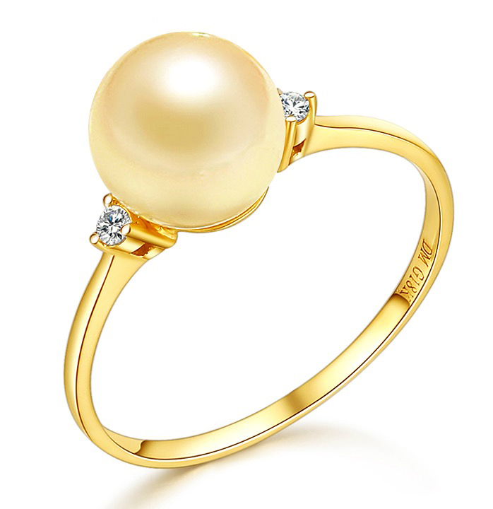 Japanese Akoya Pearl And Diamond Ring [rrt65993d] - $207.99 - Pearls 