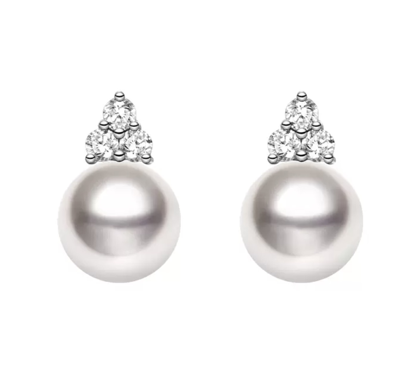 9-10 mm White South Sea Pearl & Diamond Stud