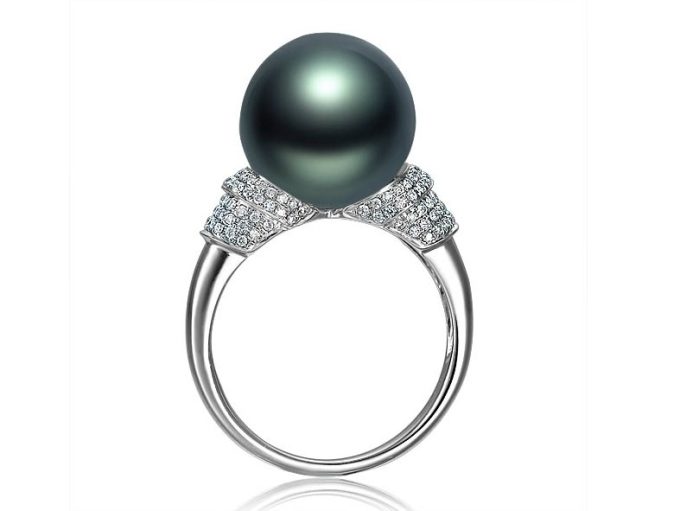 Bertille Tahitian Pearl and Diamond Ring