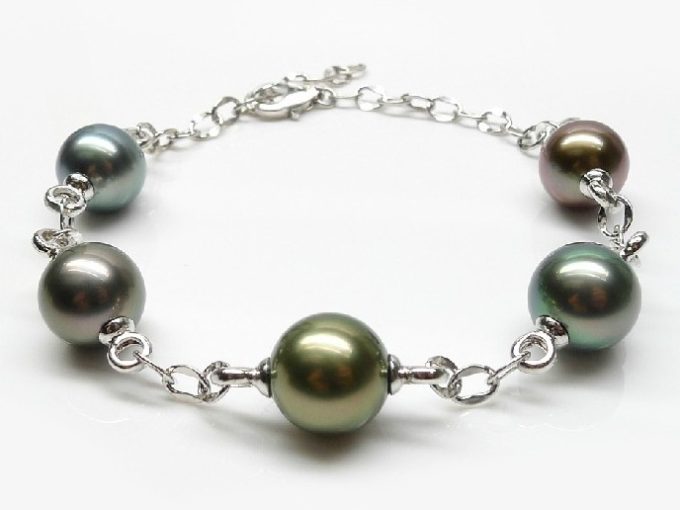Round Tahitian Pearl Aleena Tincup Bracelet 14K/18K Gold