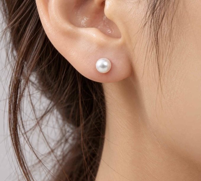 White Akoya Stud Pearl Earrings 6.0-6.5 mm AA+