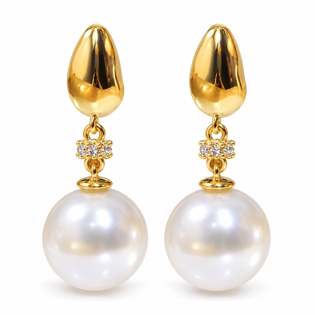 White Freshwater Pearl & Cubic Zirconia Earrings