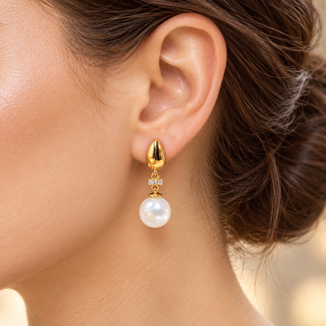 White Freshwater Pearl & Cubic Zirconia Earrings